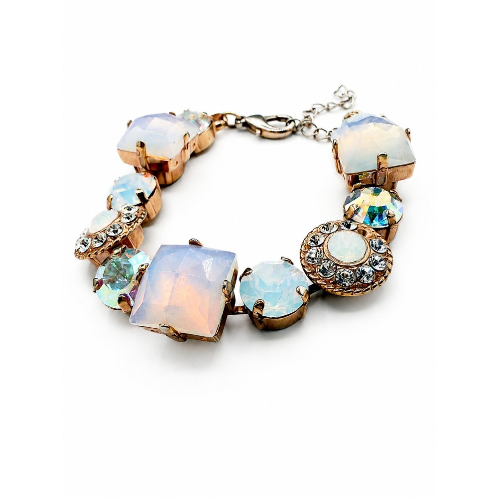 Stunning Vintage Rose Gold Plated White Opal Aurora Borealis AB Cluster Gift